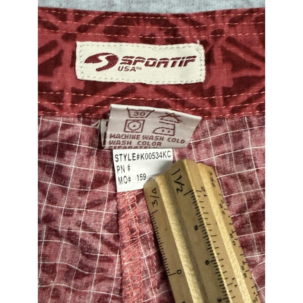 Sportif USA Chino Shorts Womens 8 Red Geometric Print Poplin Cotton Casual - Picture 8 of 8